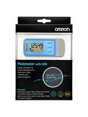 Omron HJ-322U Digital Pedometer Tri-Axis Step Counter Distance Calories Blue NWT